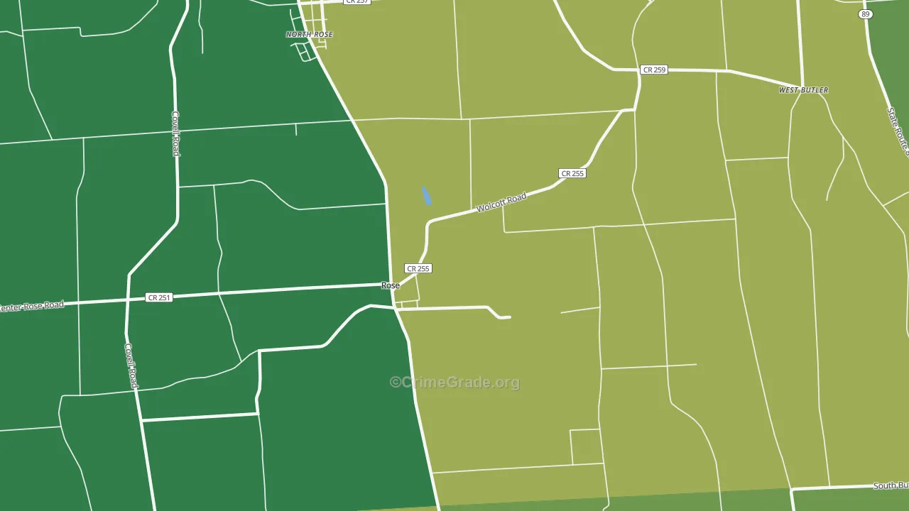 Rose, NY Map of Robbery Rates
