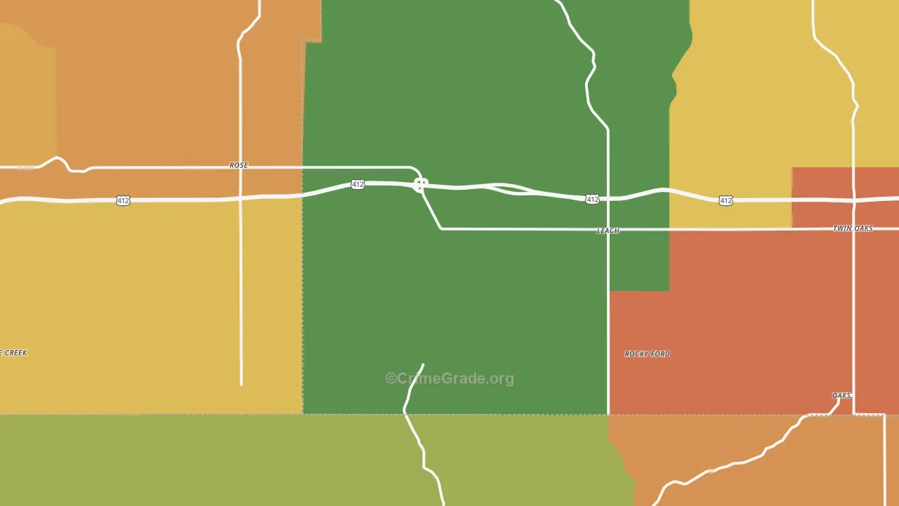 Rose, OK Map of Robbery Rates