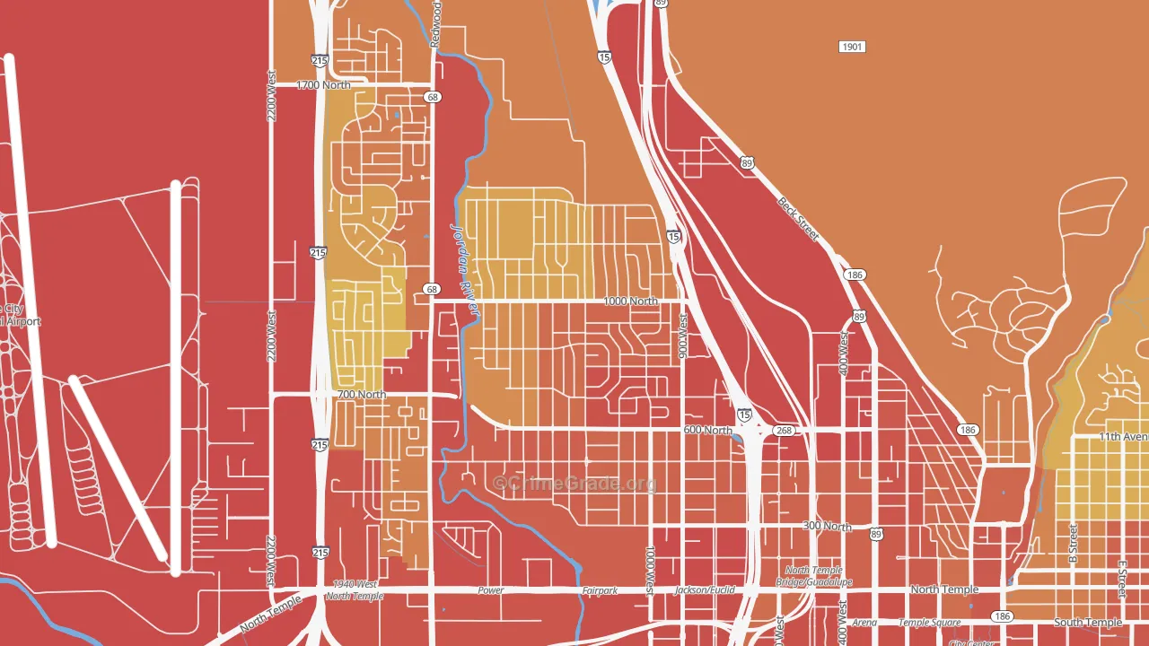 Rose Park, Salt Lake City, UT Map of Robbery Rates