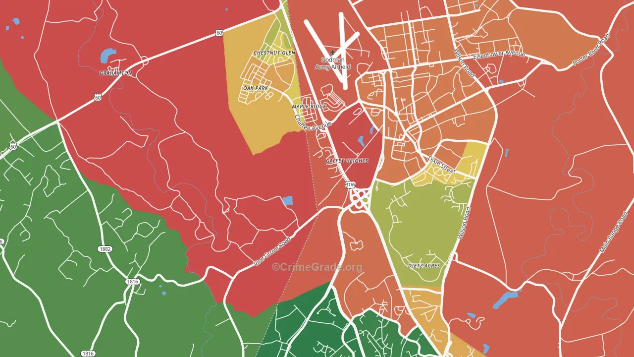 Rose Terrace, KY Map of Robbery Rates