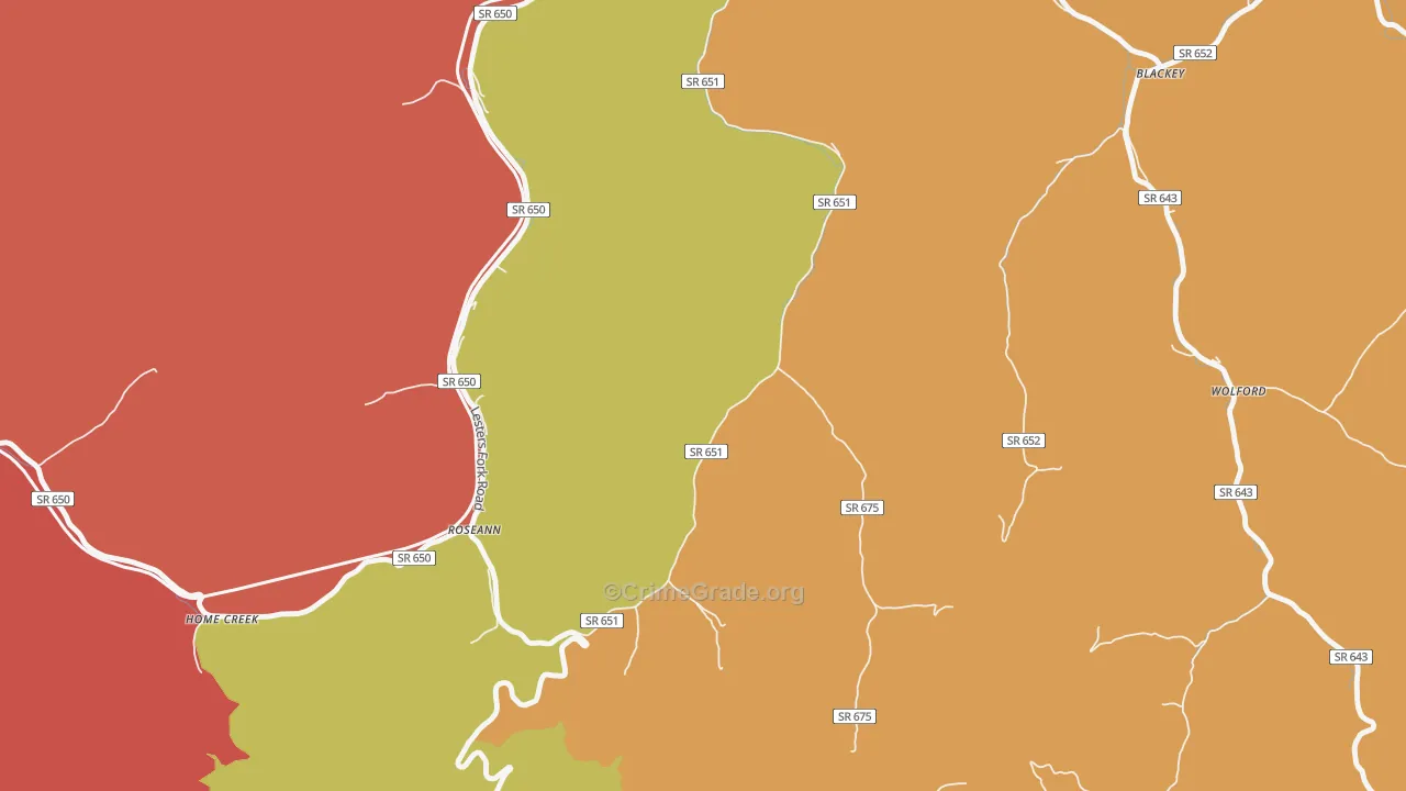 Roseann, VA Map of Robbery Rates