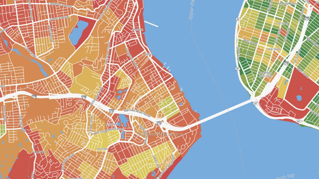 Rosebank, Staten Island, NY Map of Robbery Rates