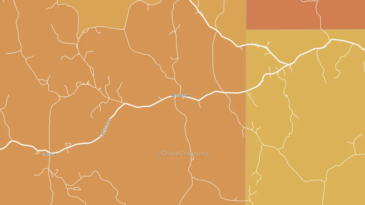 Rosebloom, MS Map of Robbery Rates