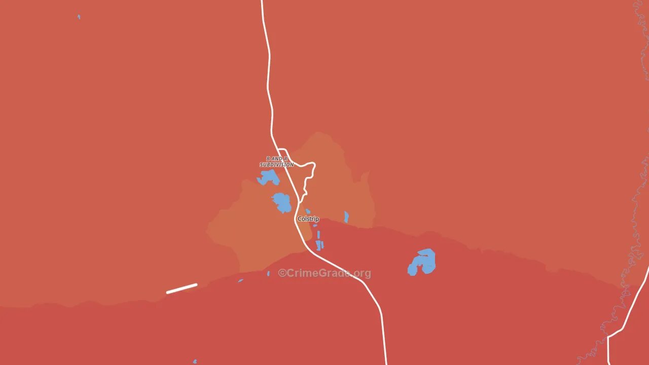 Rosebud County, MT Map of Robbery Rates