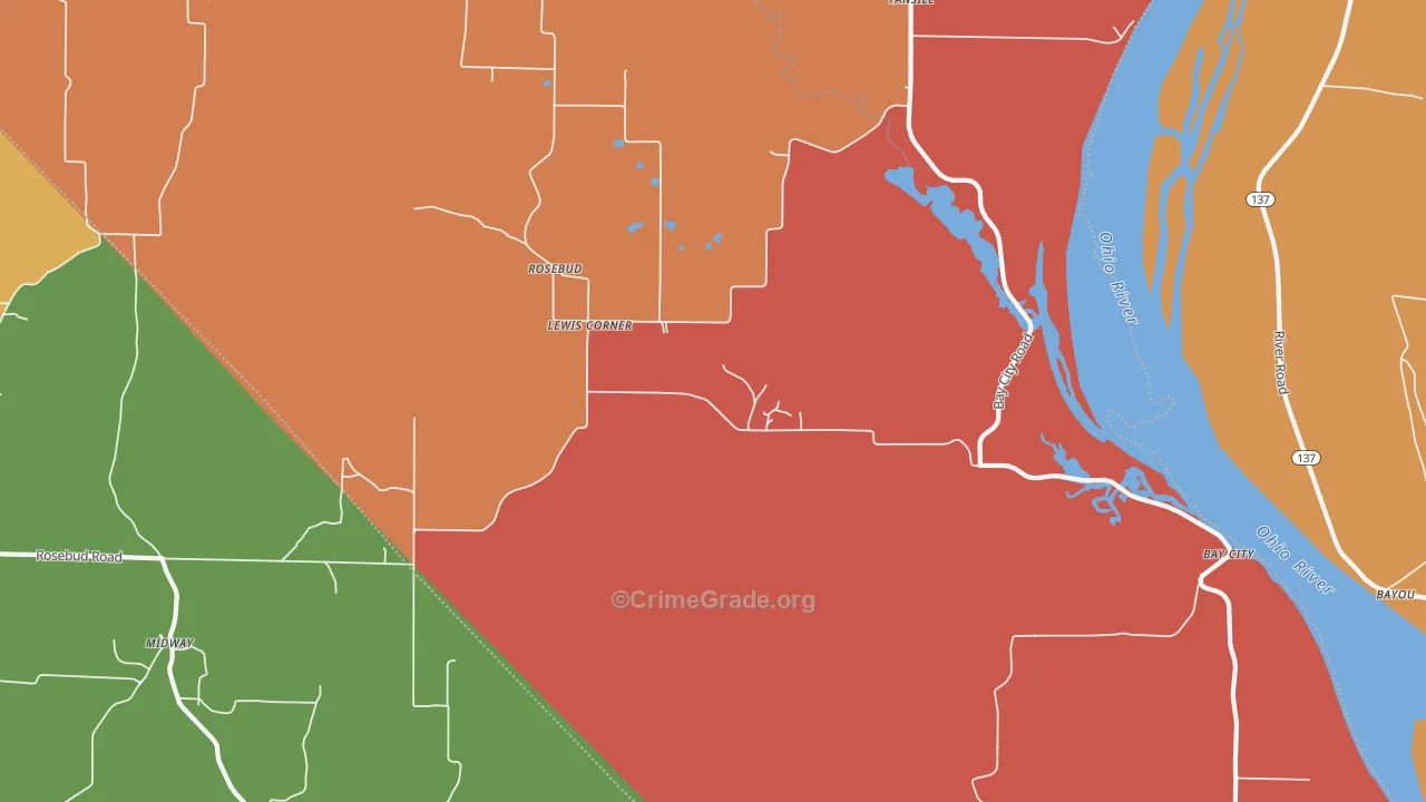 Rosebud, IL Map of Robbery Rates
