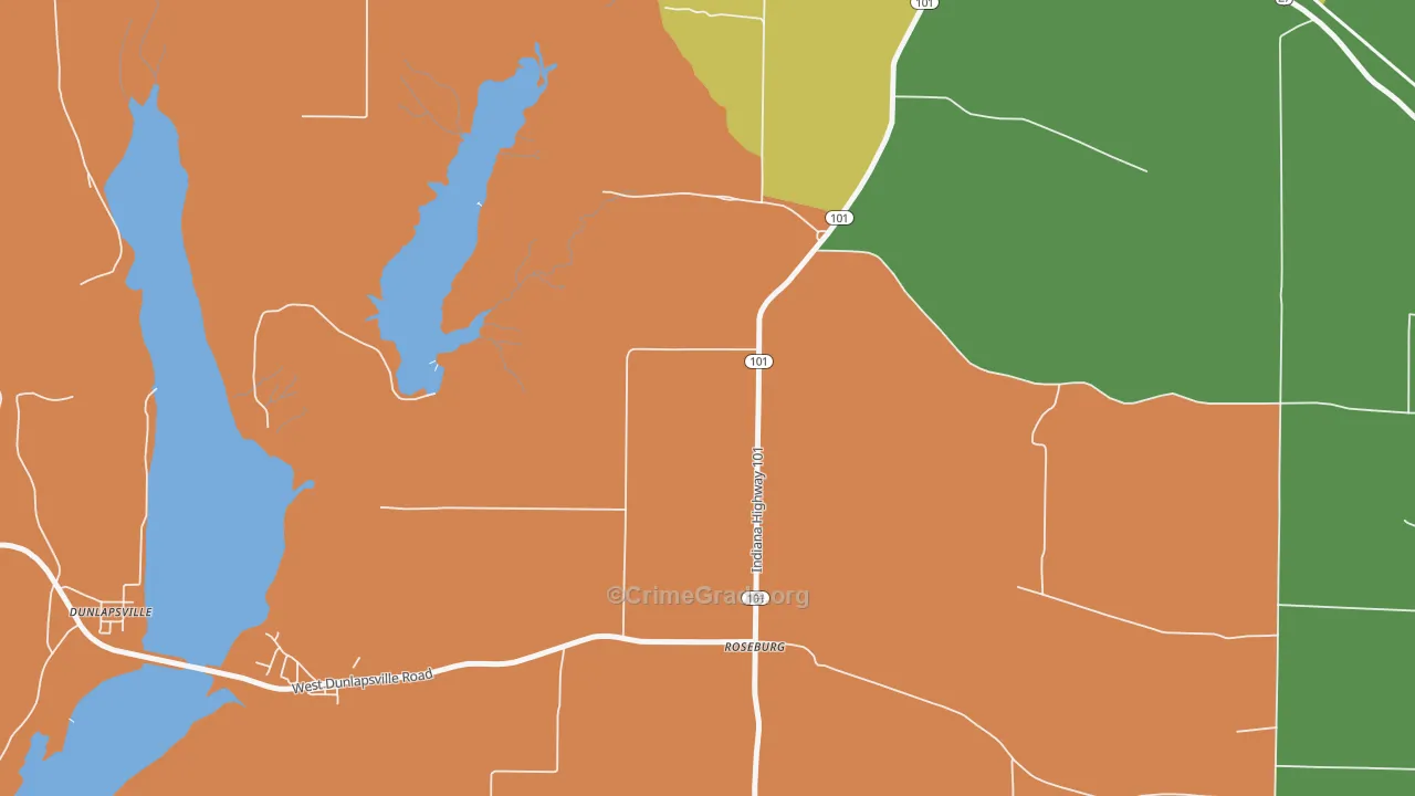 Roseburg, IN Map of Robbery Rates