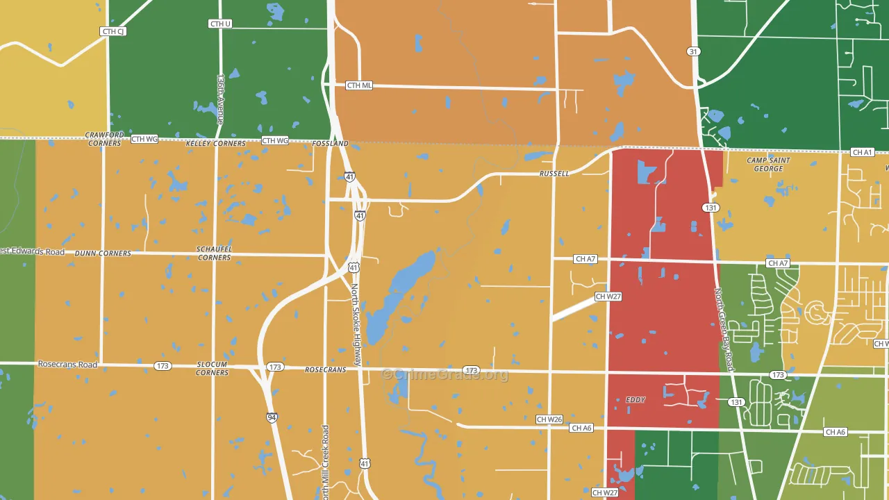 Rosecrans, IL Map of Robbery Rates