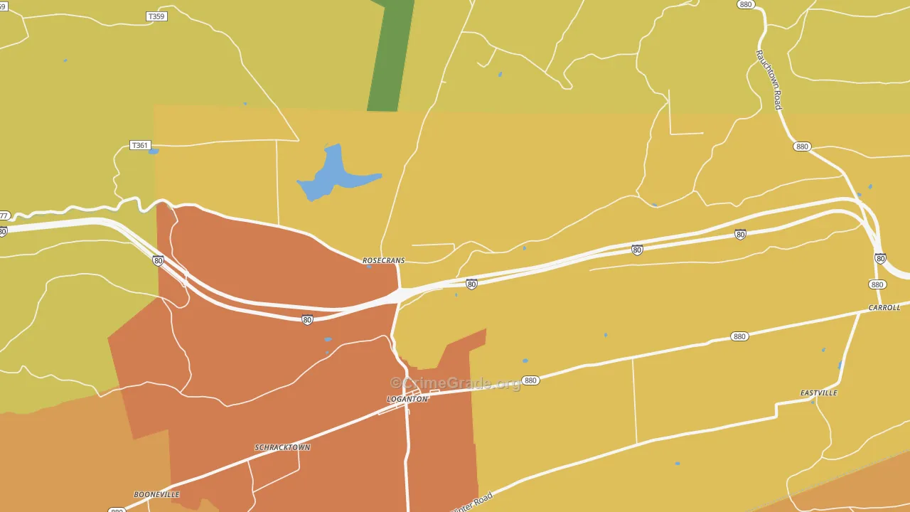 Rosecrans, PA Map of Robbery Rates