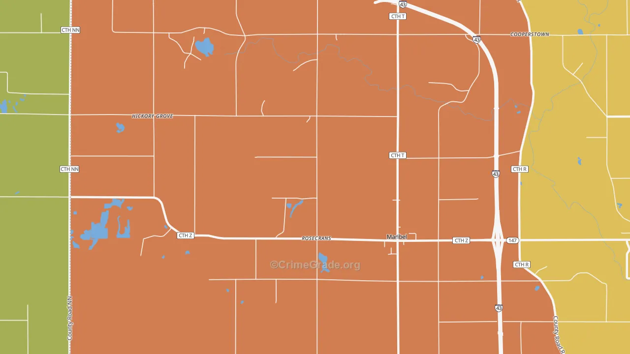 Rosecrans, WI Map of Robbery Rates