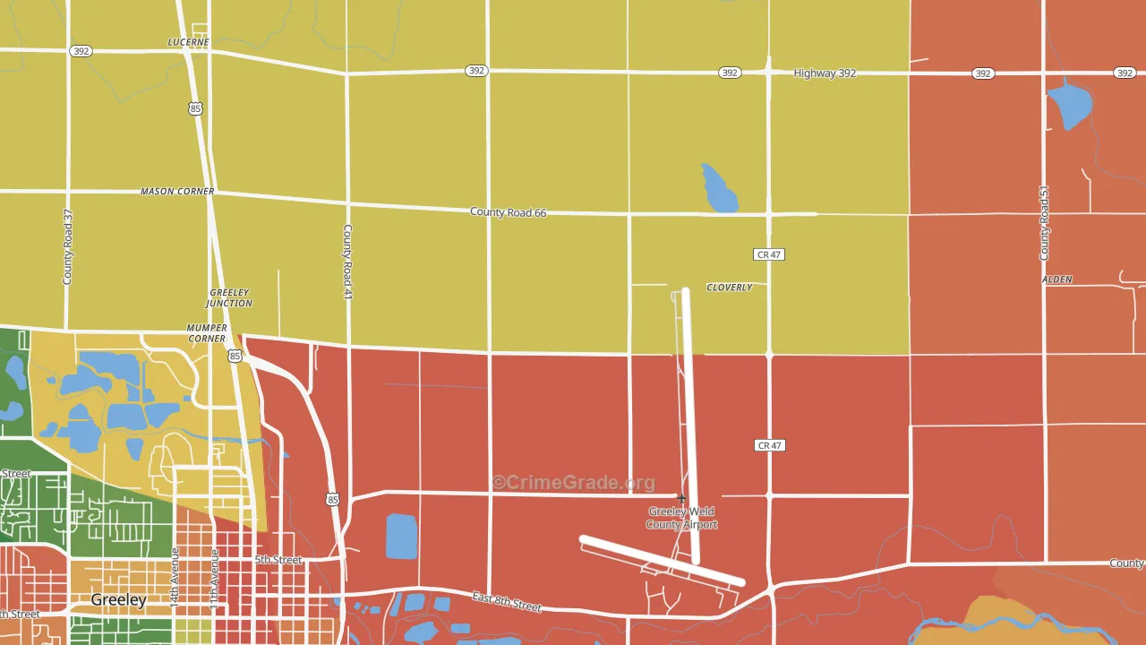 Rosedale, CO Map of Robbery Rates