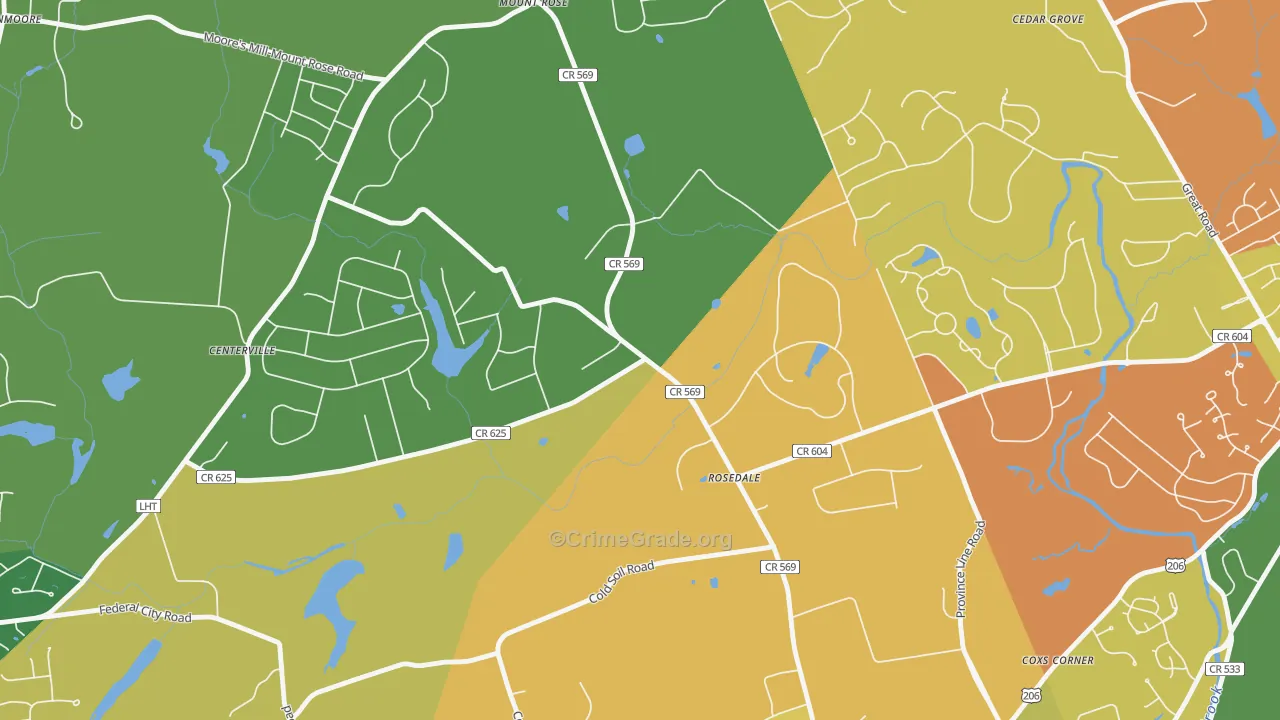 Rosedale, NJ Map of Robbery Rates