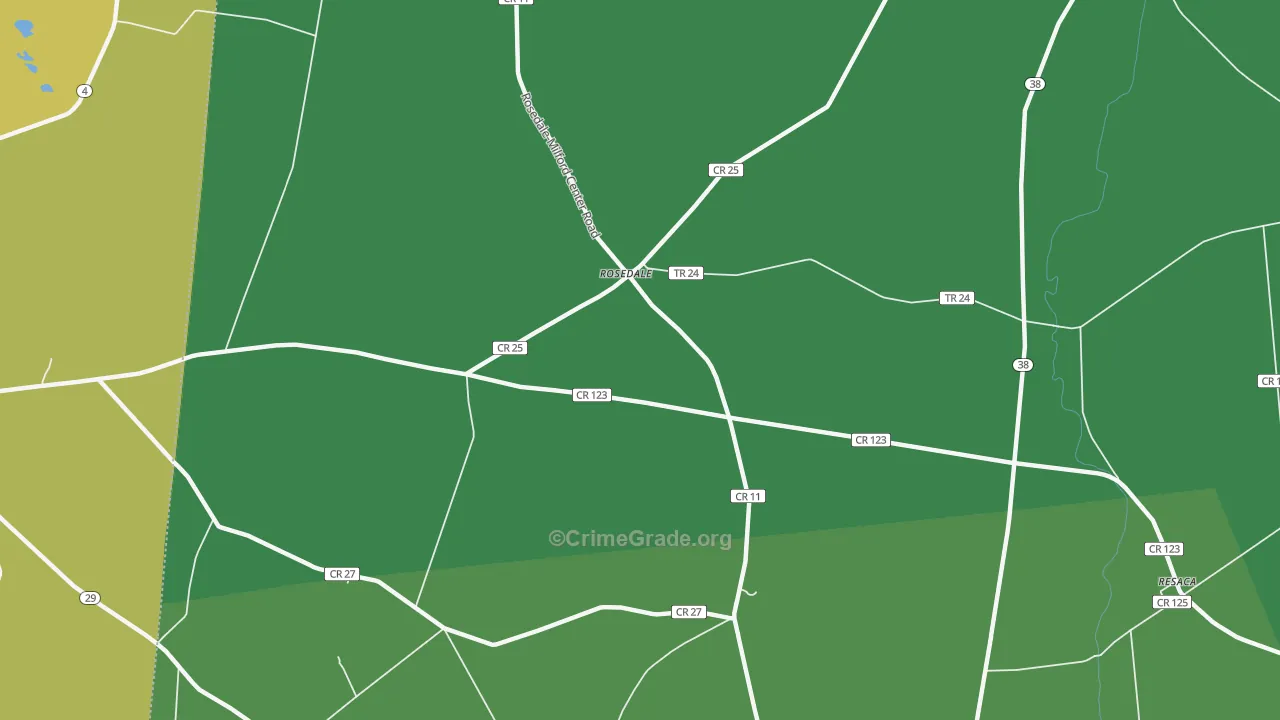 Rosedale, OH Map of Robbery Rates