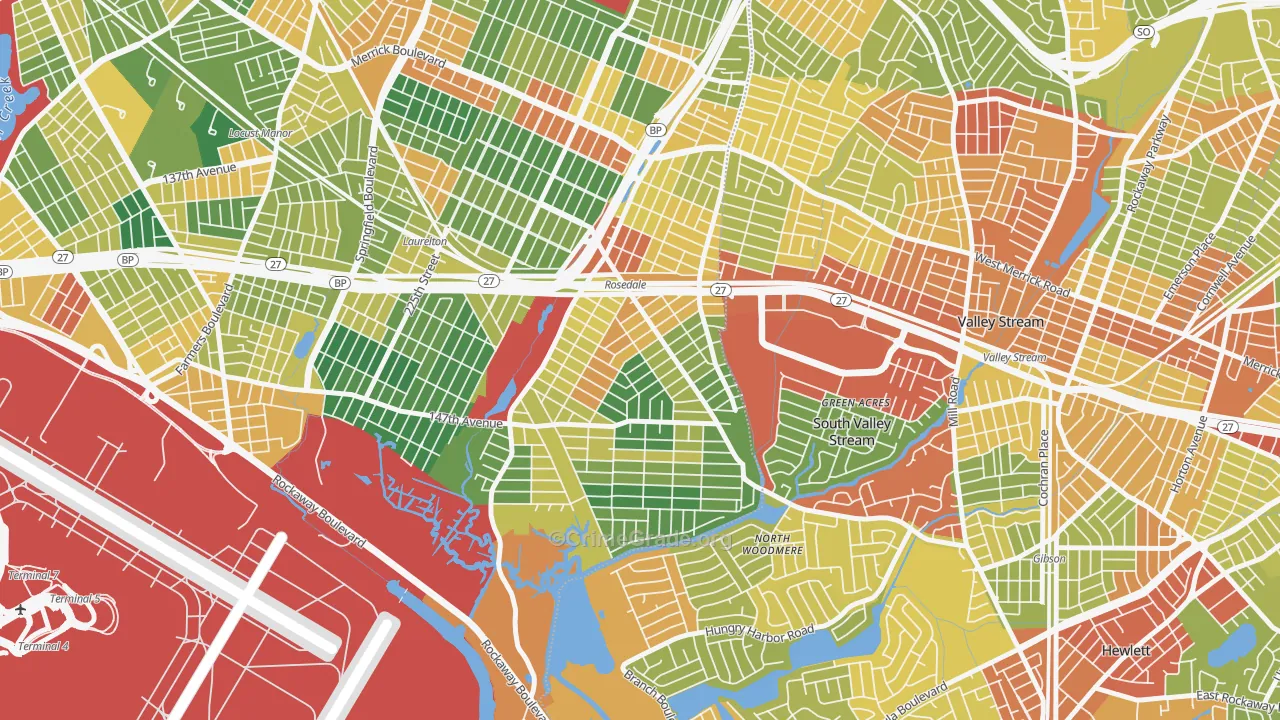 Rosedale, Queens, NY Map of Robbery Rates