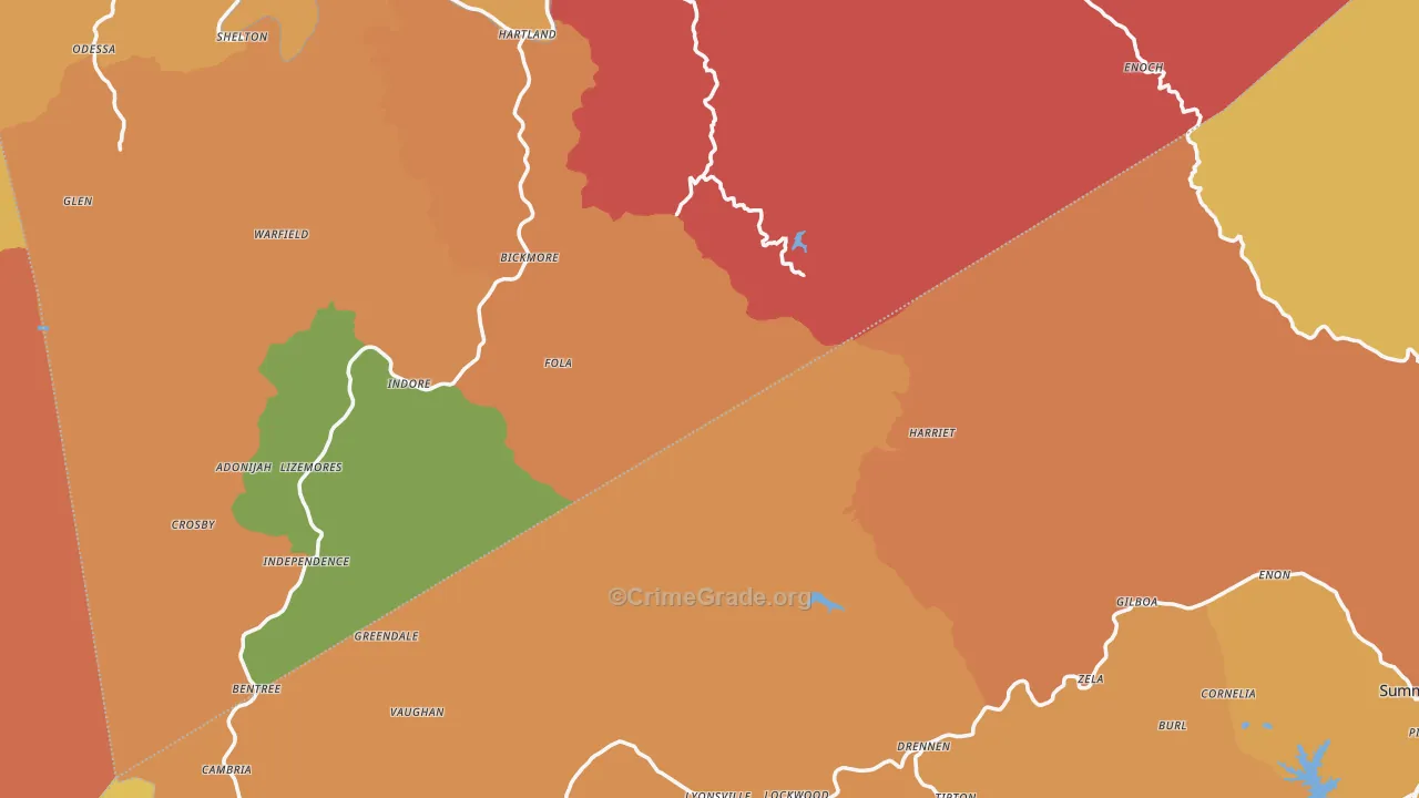 Rosedale, WV Map of Robbery Rates