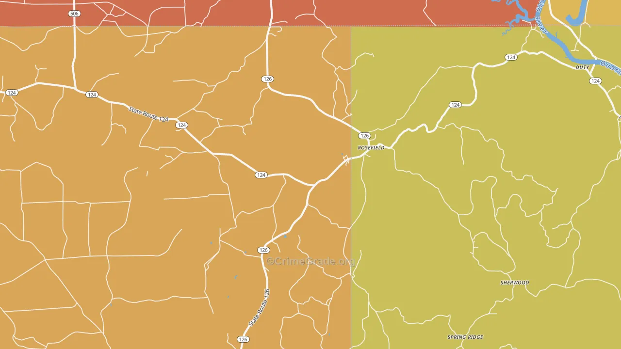 Rosefield, LA Map of Robbery Rates