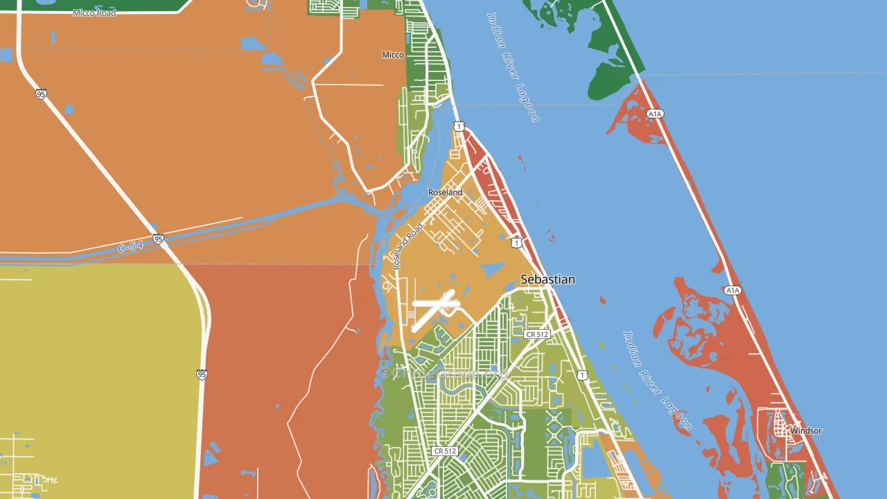 Roseland, FL Map of Robbery Rates