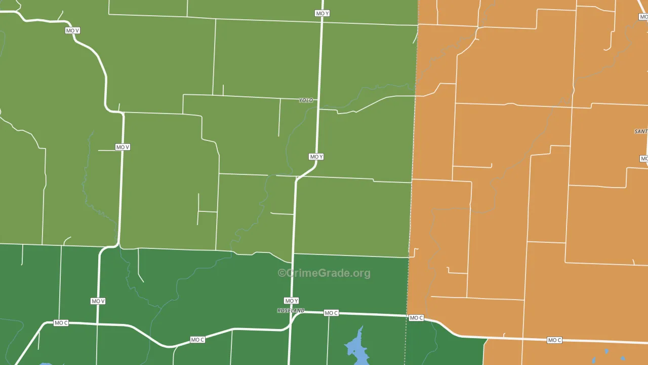 Roseland, MO Map of Robbery Rates