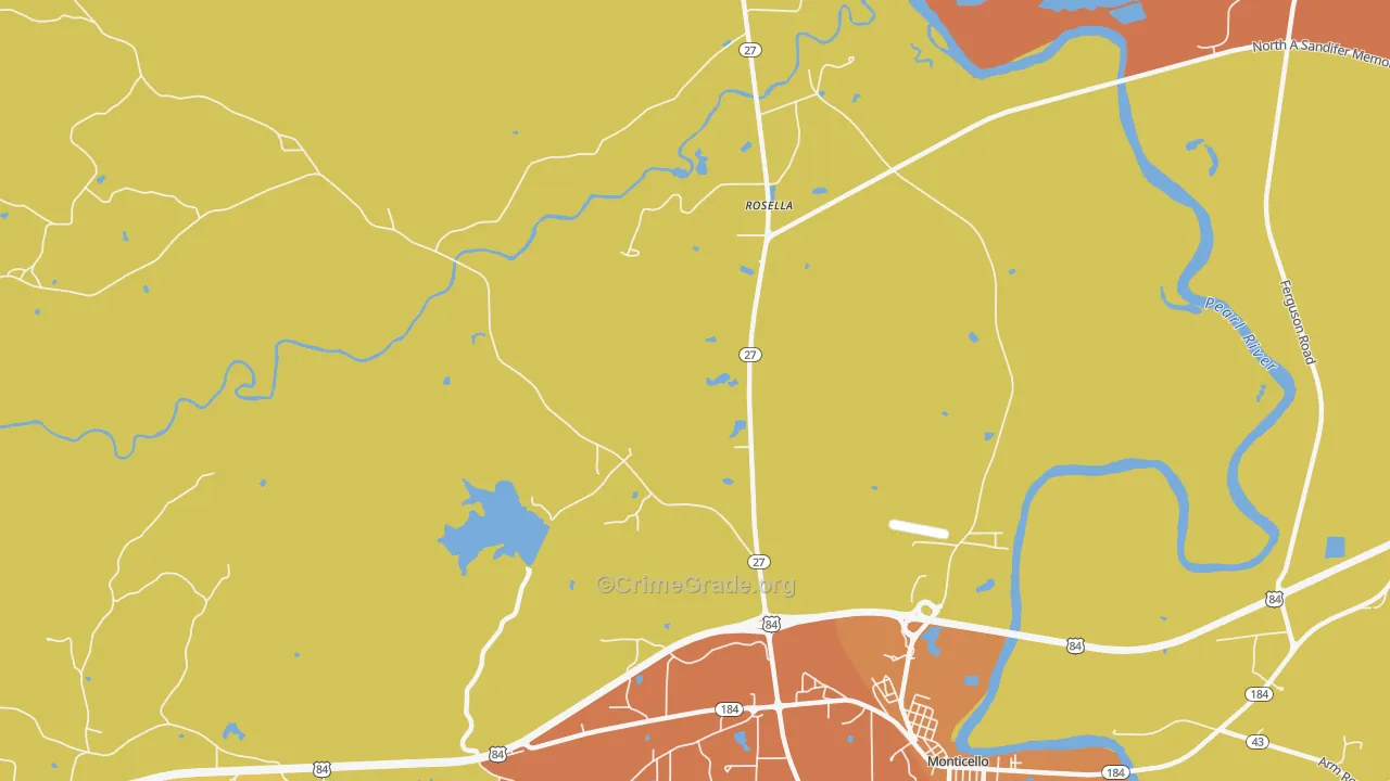 Rosella, MS Map of Robbery Rates