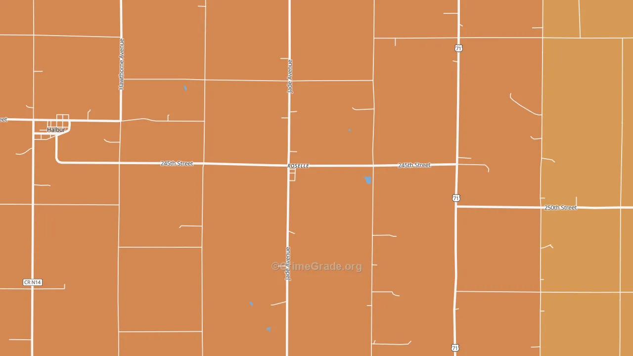 Roselle, IA Map of Robbery Rates