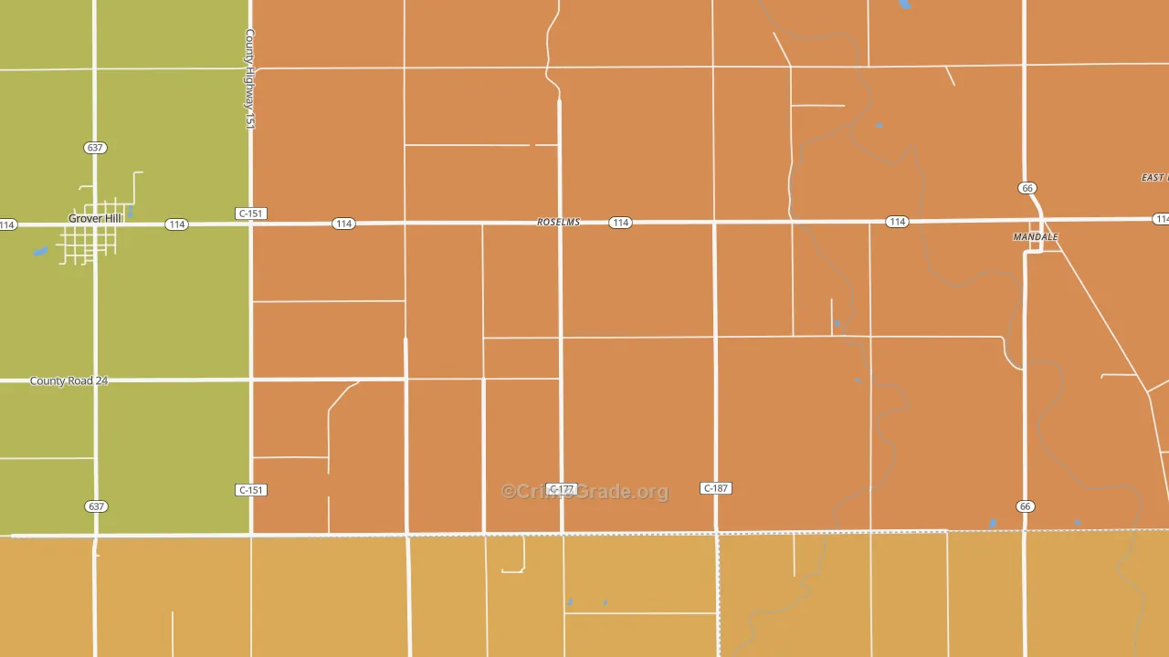 Roselms, OH Map of Robbery Rates
