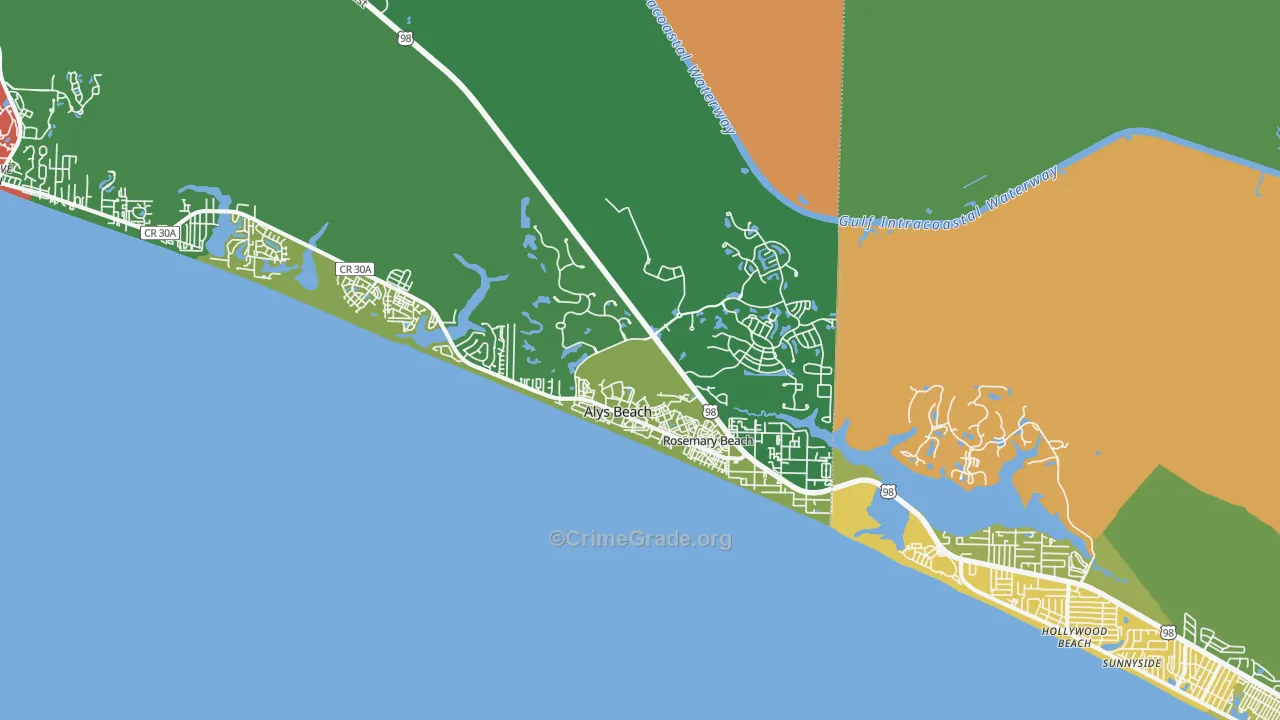 Rosemary Bch, FL Map of Robbery Rates