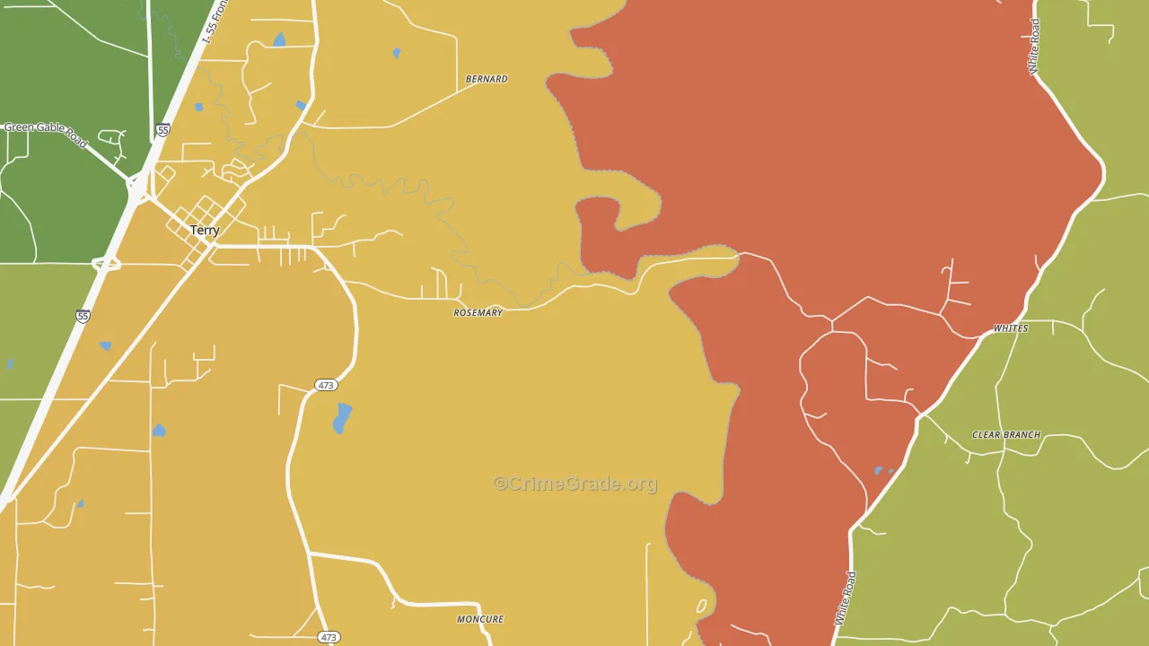 Rosemary, MS Map of Robbery Rates