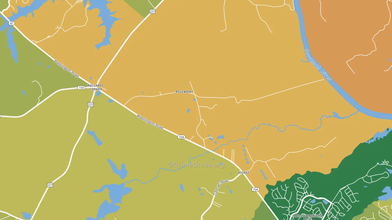 Rosemont, GA Map of Robbery Rates