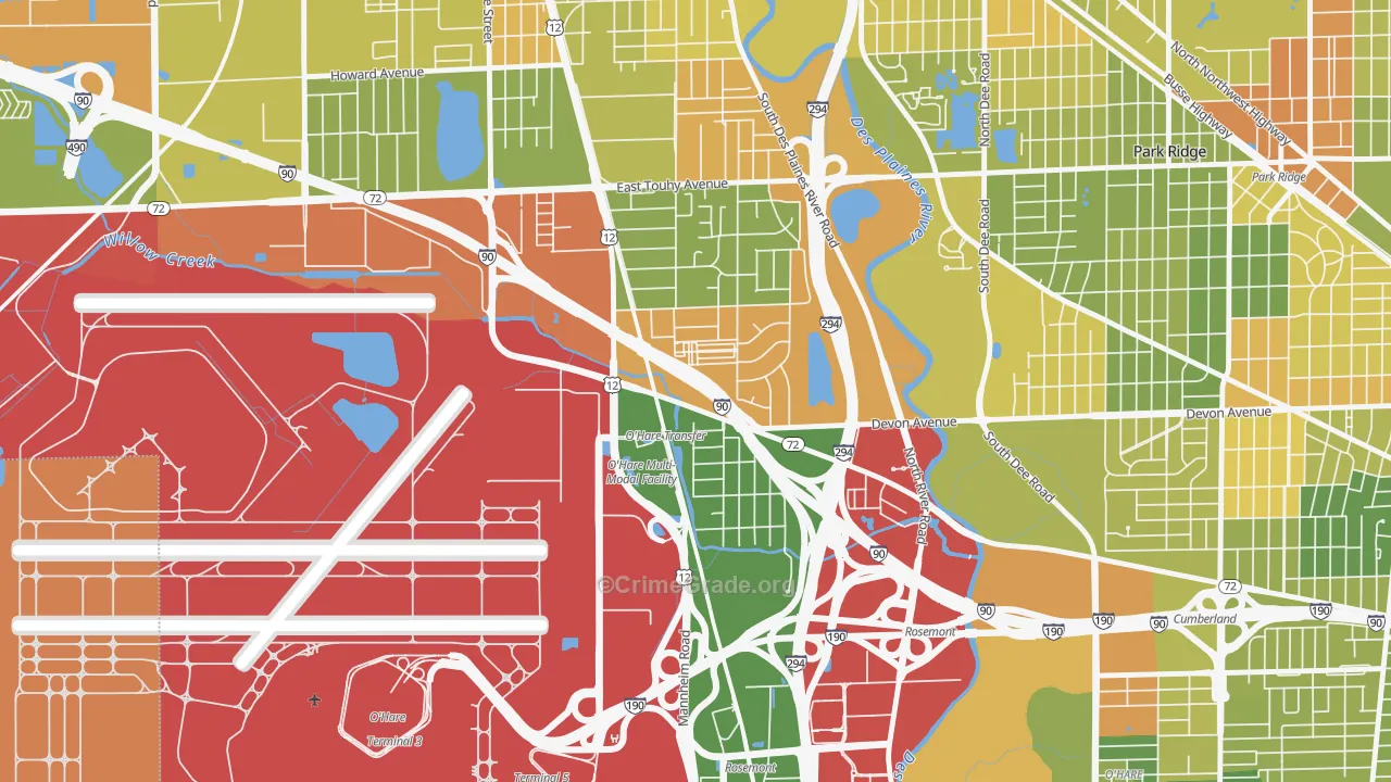 Rosemont, IL Map of Robbery Rates