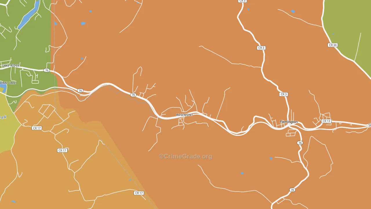 Rosemont, WV Map of Robbery Rates
