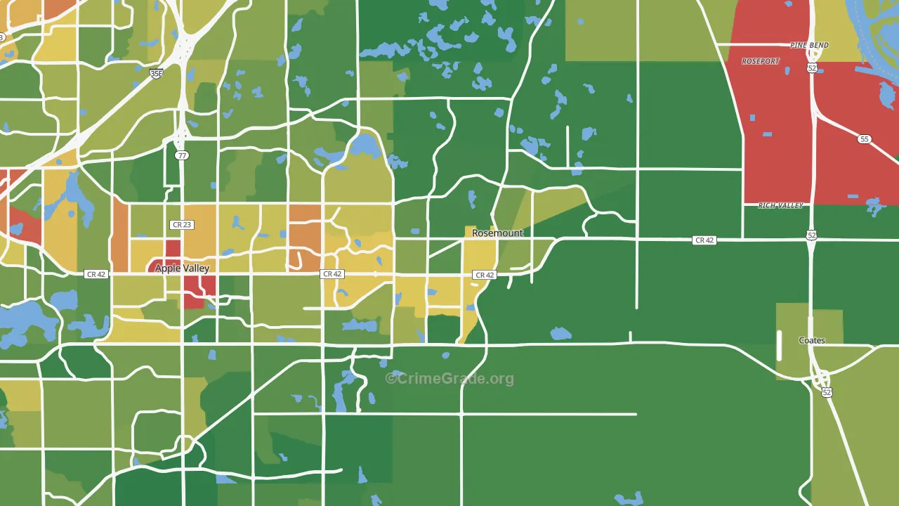 Rosemount, MN Map of Robbery Rates