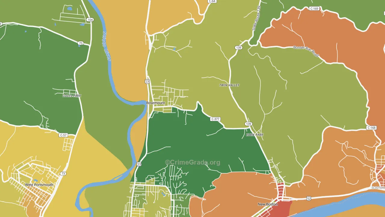 Rosemount, OH Map of Robbery Rates
