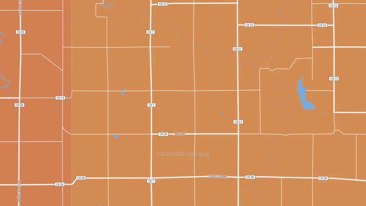 Rosen, MN Map of Robbery Rates