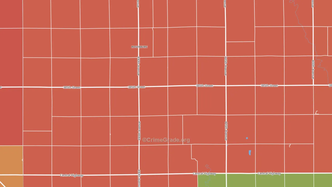 Rosenburg, NE Map of Robbery Rates