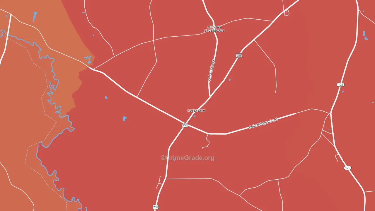 Roseneath, NC Map of Robbery Rates
