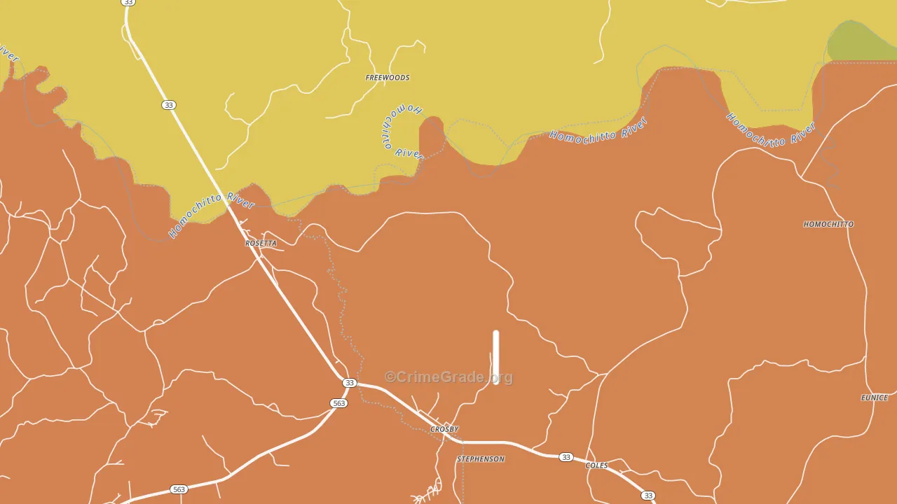 Rosetta, MS Map of Robbery Rates