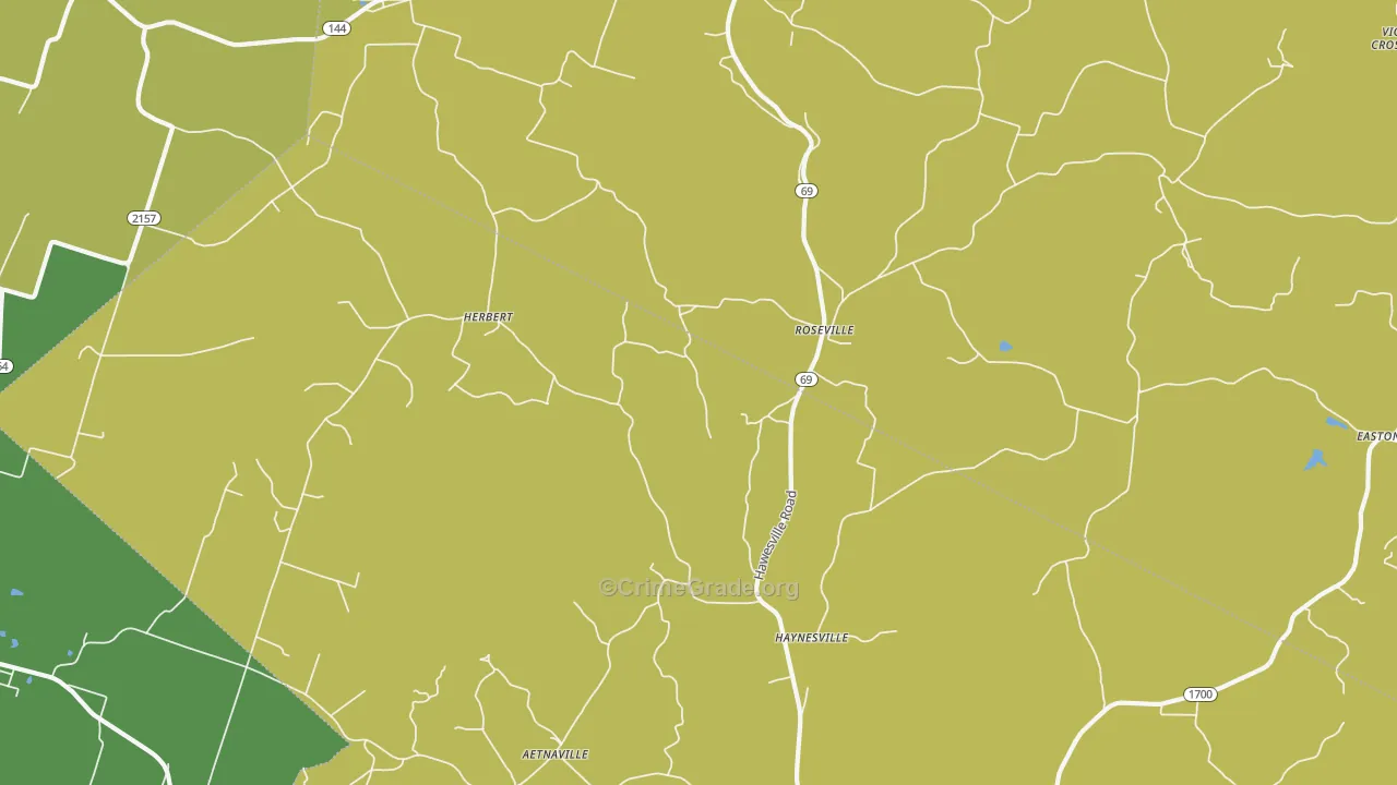 Roseville, KY Map of Robbery Rates
