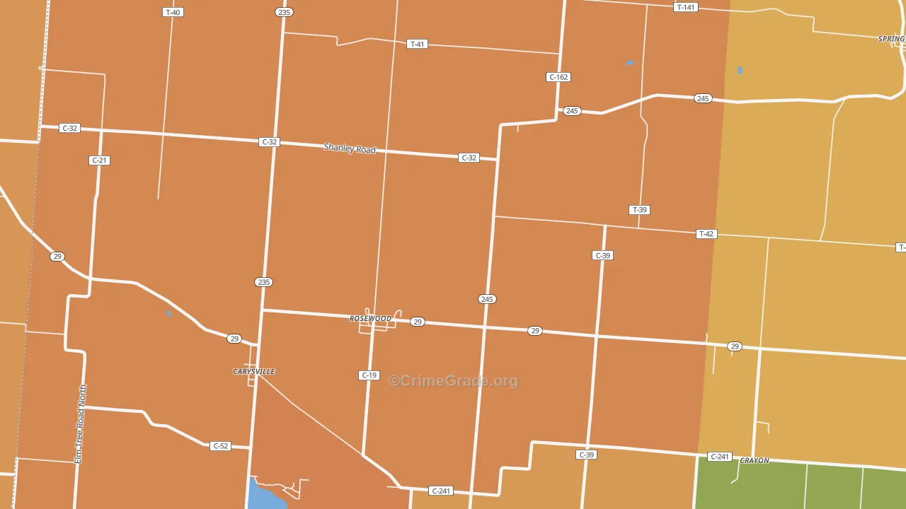 Rosewood, OH Map of Robbery Rates