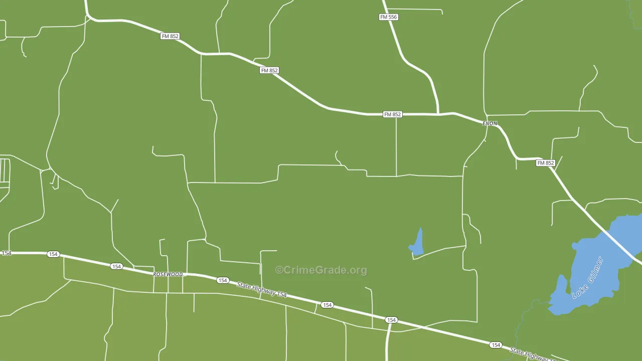 Rosewood, TX Map of Robbery Rates