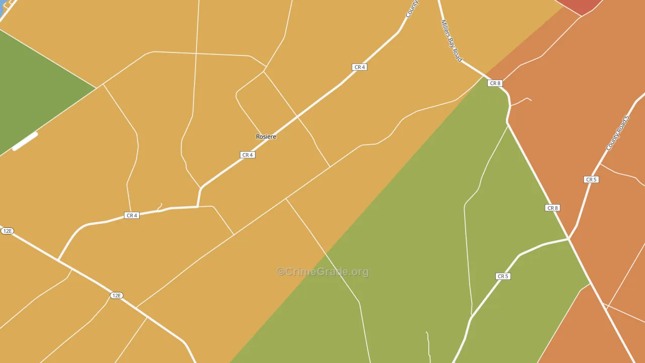 Rosiere, NY Map of Robbery Rates