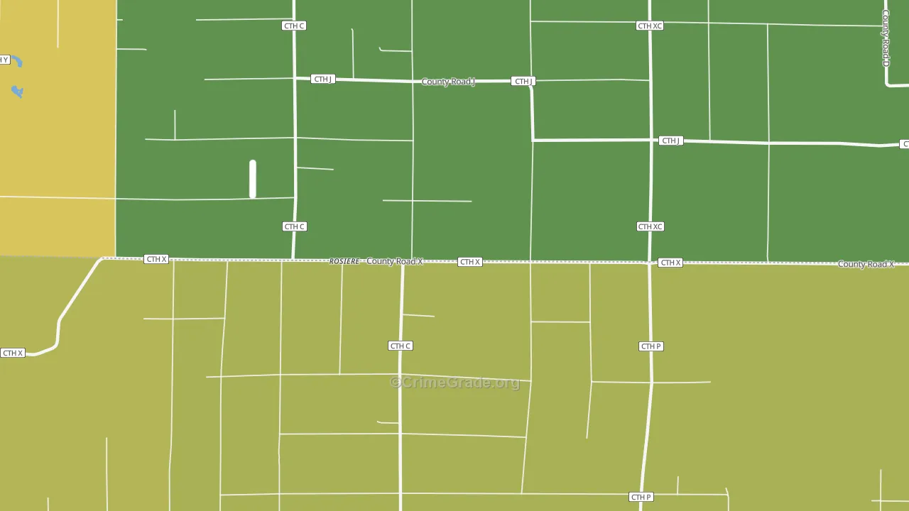 Rosiere, WI Map of Robbery Rates
