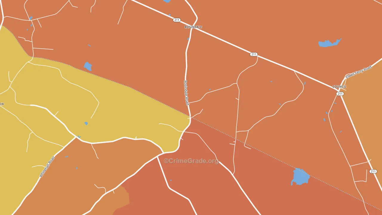 Rosindale, NC Map of Robbery Rates