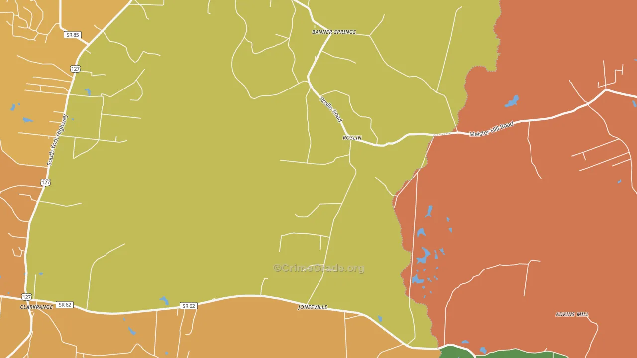 Roslin, TN Map of Robbery Rates