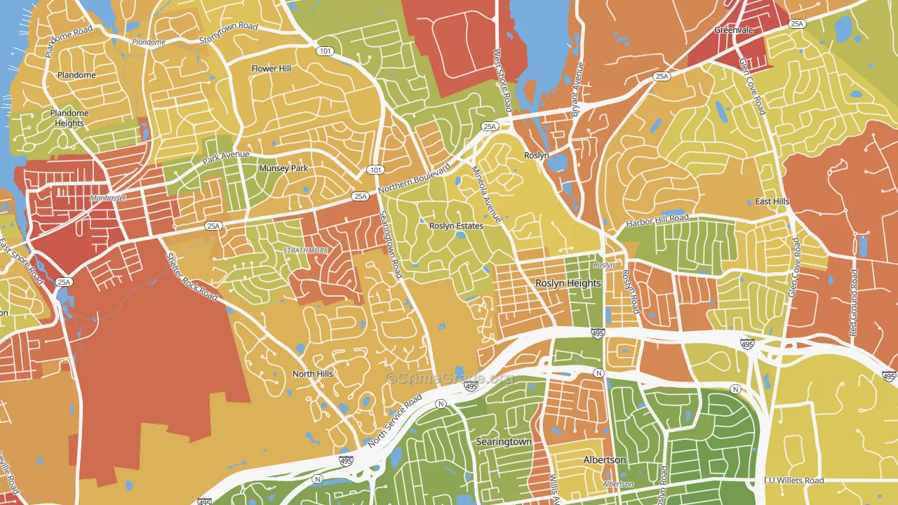 Roslyn Estates, NY Map of Robbery Rates
