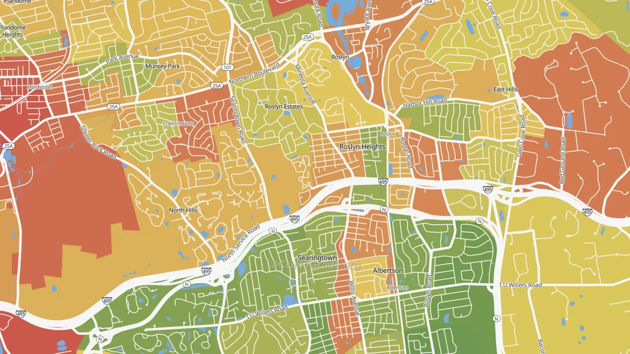 Roslyn, NY Map of Robbery Rates