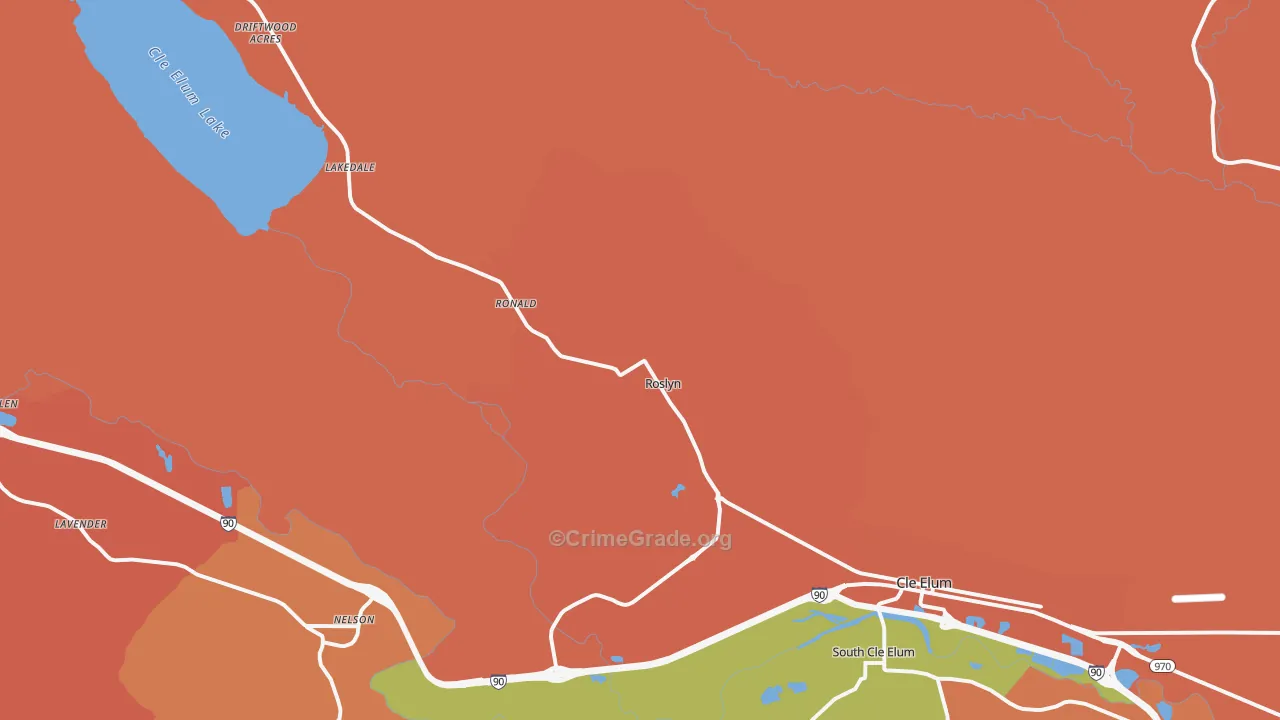 Roslyn, WA Map of Robbery Rates
