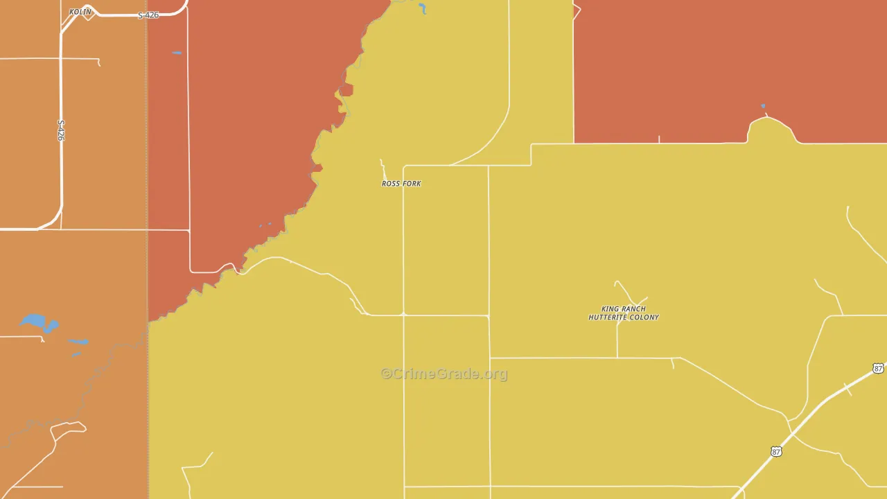 Ross Fork, MT Map of Robbery Rates