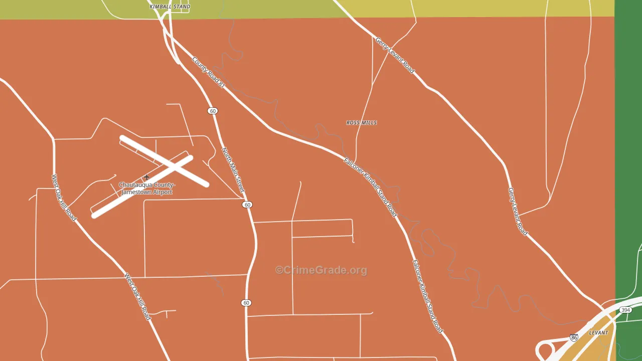 Ross Mill, NY Map of Robbery Rates