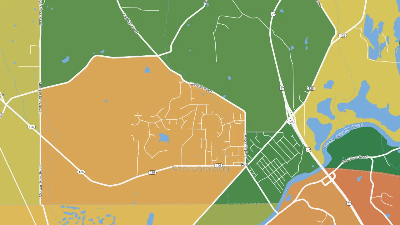 Ross, OH Map of Robbery Rates