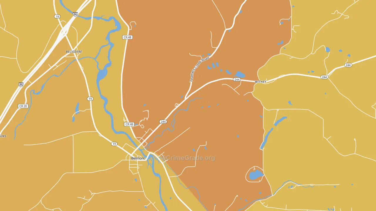 Rossburg, NY Map of Robbery Rates