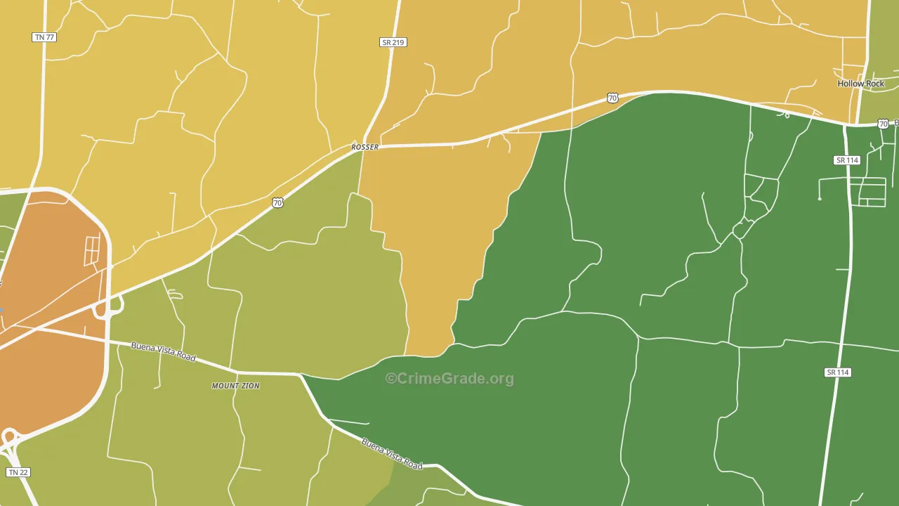 Rosser, TN Map of Robbery Rates